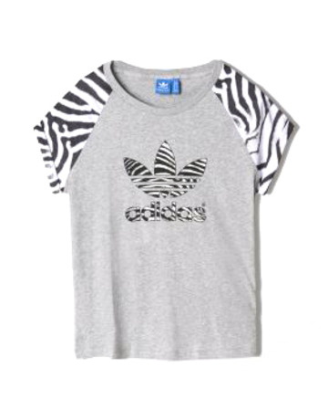 Adidas Original Camiseta Mujer Trefoil Logo Zebra (gris/negro/blanco)
