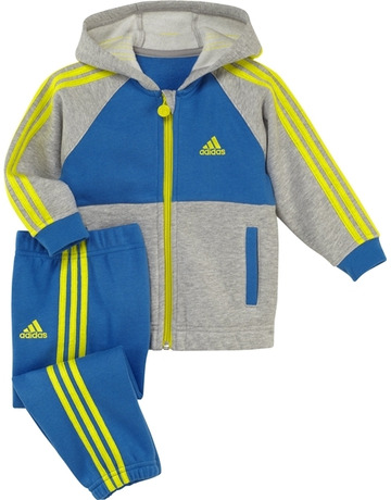 Adidas Chándal Inf J 3S FZ  Jogge Tracksuit (azul/gris/lima)