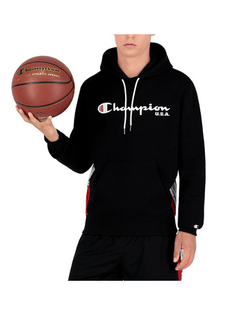 Champion Basketball USA Script Logo Tape Fleece Hoodie "Black"