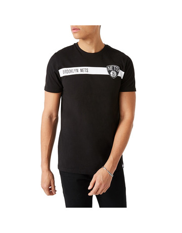 New Era Brooklyn Nets Team Logo Stripe Tee "Black"