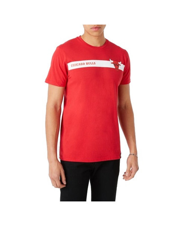 New Era Chicago Bulls Team Logo Stripe Tee "Red"