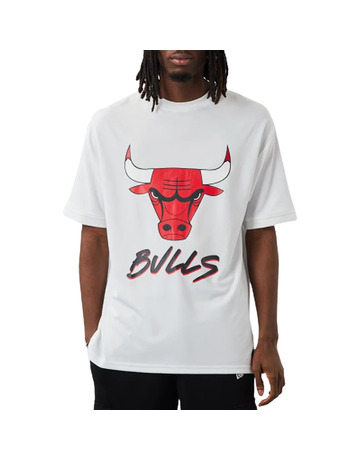 New Era NBA Chicago Bulls Logo Script Mesh Oversize Tee "White"