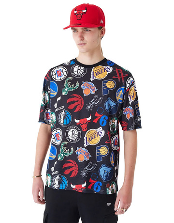New Era NBA Logo Team All Over Print Mesh Oversized T-Shirt