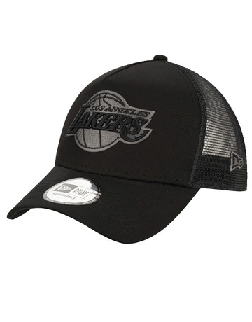 New Era NBA Los Angeles Lakers Black on Black 9FORTY A-Frame Trucker