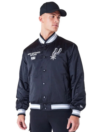 New Era NBA Spurs Satin Bomber Jacket "Black"