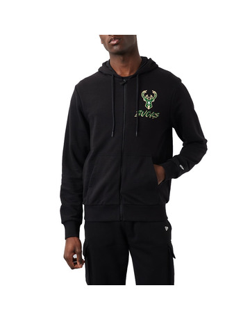 New Era NBA Milwaukee Bucks Script Logo FZ Hoodie "Black"