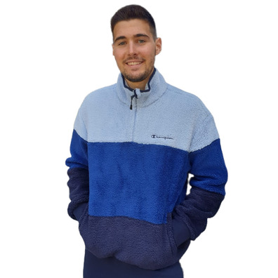 Champion Legacy Sherpa Graduated Panelled Half Z-Up Fleece Sweatshirt "Blue"