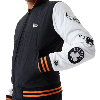 NBA Logo East/West Coast Varsity Jacket "Black/White/Orange"
