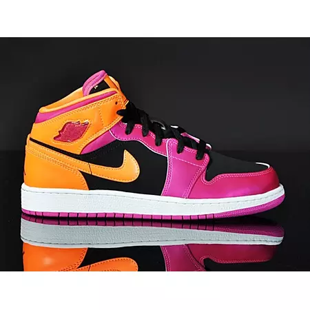 Air Jordan 1 Mid (GS) Niño (026/negro/rosa/citrus)