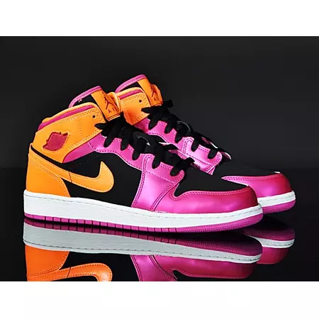 Air Jordan 1 Mid (GS) Niño (026/negro/rosa/citrus)
