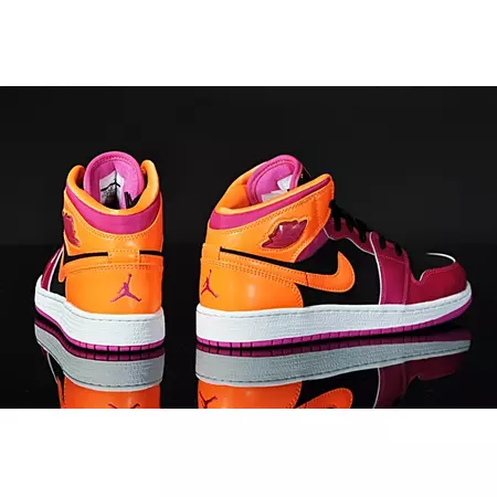 Air Jordan 1 Mid (GS) Niño (026/negro/rosa/citrus)