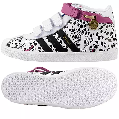 Adidas Gazelle 101 Dalmatas Mid K (30-35)(blanco/negro)
