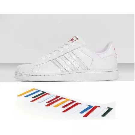 Adidas Superstar 2 IS K (32-35)(blanco/rojo/multicolor)