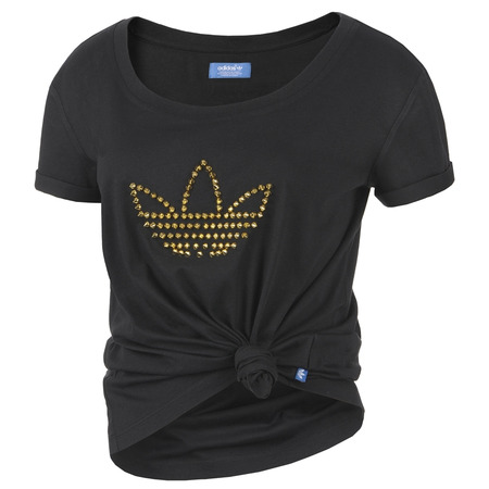 Adidas Original Camiseta Logo Studs Mujer (negro/oro)