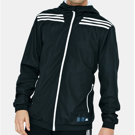 Adidas Chaqueta Essentials 3 Stripe WindBreaker (negro/blanco)