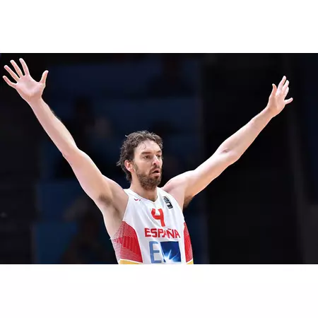 Camiseta Réplica Pau Gasol #4# España 2015 (100/blanco/rojo)