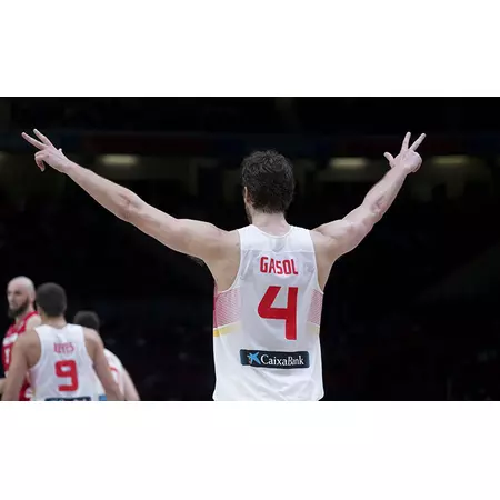 Camiseta Réplica Pau Gasol #4# España 2015 (100/blanco/rojo)