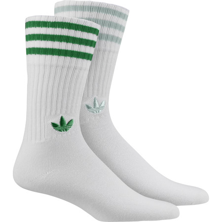Adidas Originals Solid Crew Sock 2pp (ASH Green/White/Green)