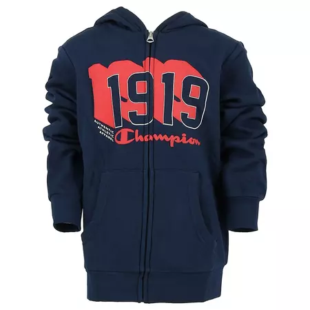 Champion Atlhetic Kids Big 1919 Logo FZ Hoodie (Navy/Red)