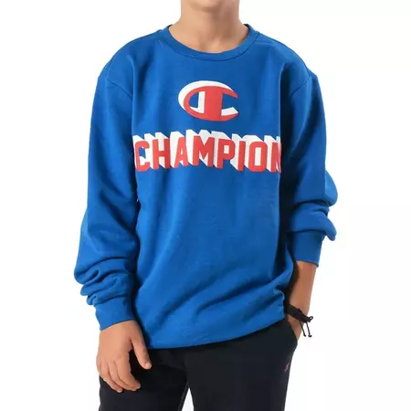 Champion Atlhetic Kids Icon Logo Crewneck Sweatshirt (Blue)