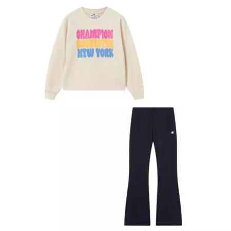 Champion Girls' Tracksuits Fleece Sweatsuit with Graphic "Cream"