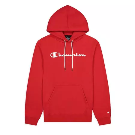 Champion Script Logo Print Cotton Terry Hoodie "Red"