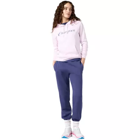 Champion Women's Fleece Hooded Sweatshirt Script Logo "Pink"