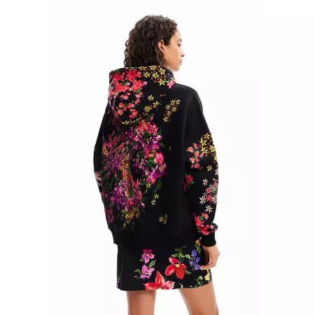 Desigual Oversize Floral Hoodie "Black"