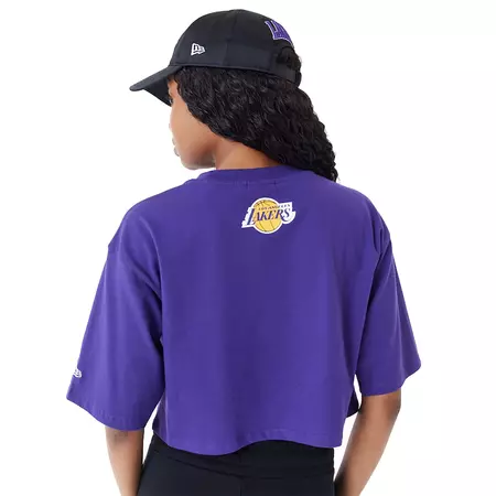 New Era NBA Team LA Lakers Womens Wordmark Crop T-Shirt