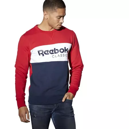 Reebok Classic Archive Stripe Crew (excellent red/navy)