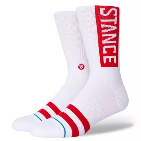 Stance OG Crew Socks "White-Red"