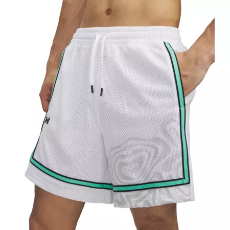 UA Men's Zone Pro 7" Mesh Shorts Printed "White"