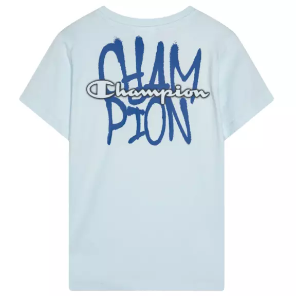 Champion Cotton Graphic Crewneck With Large Logo T-Shirt "Light Blue"