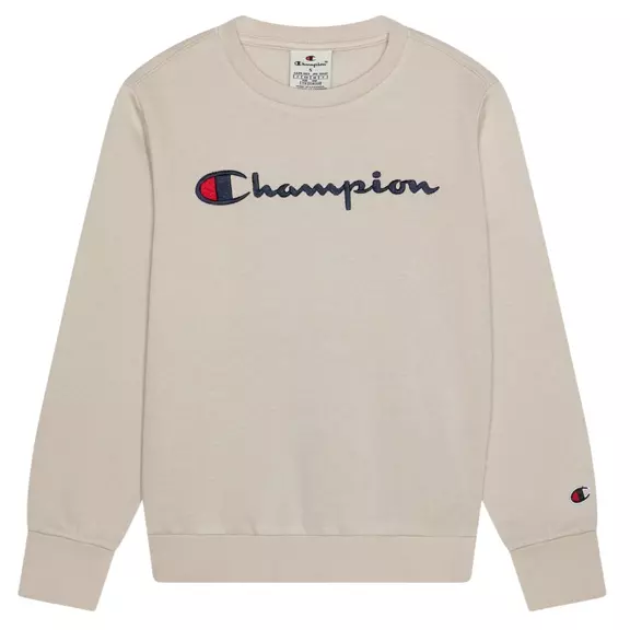 Champion Embroidered Big Logo Crewneck Sweatshirt "Beige"