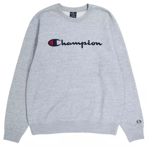 Champion Embroidered Big Logo Crewneck Sweatshirt "Light Grey"