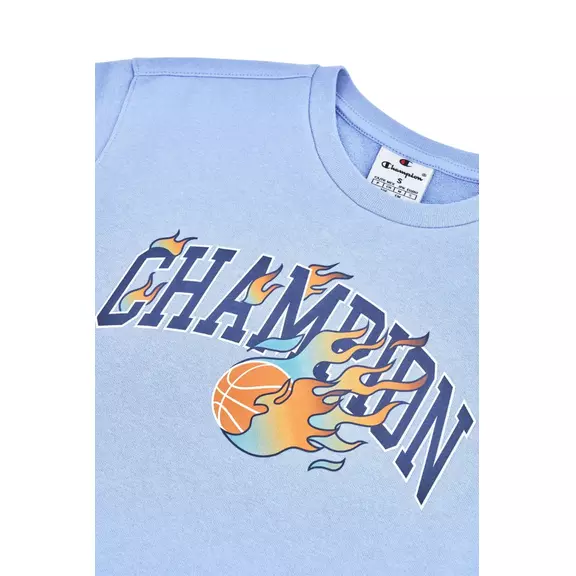 Champion Kids Basketball Flame Logo Crewneck Sweatshirt "Light blue"