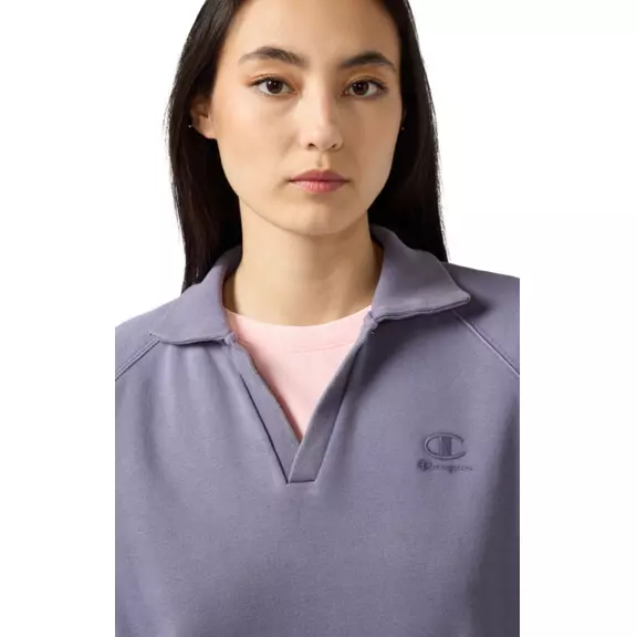 Champion Women's Washed Polo Neck Fleece Sweatshirt Icons "Mauve"