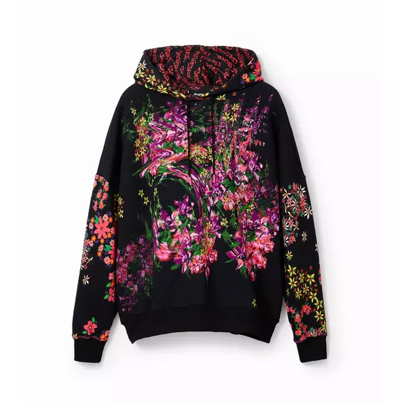 Desigual Oversize Floral Hoodie "Black"