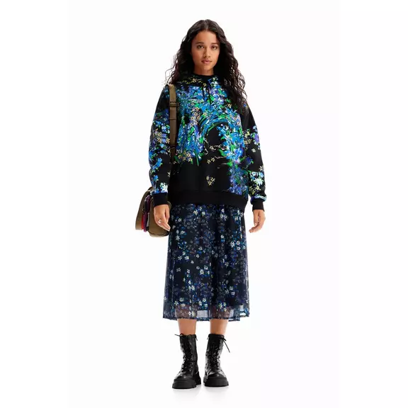 Desigual Oversize Floral Hoodie "Royal"