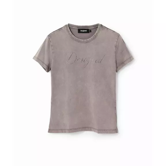 Desigual Slim Rhinestone T-shirt "Gray"