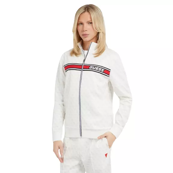 Guess Korbin Full Zip All over logo Sweatshirt "White"