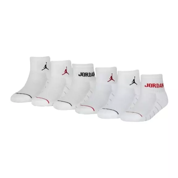 Jordan Kids Legend Quarter Socks 6 Pair "White"
