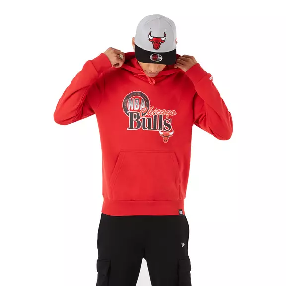 New Era NBA Chicago Bulls Throwback Graphic Hoodie "Red "