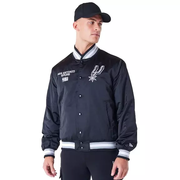 New Era NBA Spurs Satin Bomber Jacket "Black"