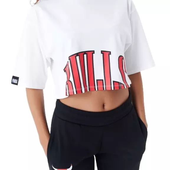 New Era NBA Team Chicago Bulls Womens Wordmark Crop T-Shirt