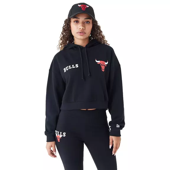New Era NBA Womens Chicago Bulls Team Logo Crop Pullover Hoodie