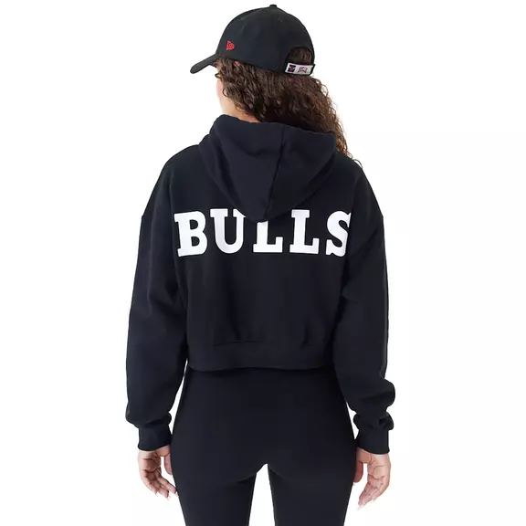 New Era NBA Womens Chicago Bulls Team Logo Crop Pullover Hoodie