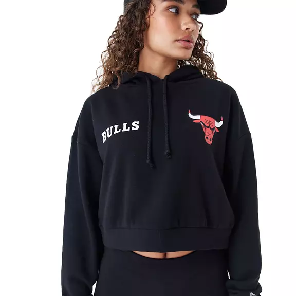 New Era NBA Womens Chicago Bulls Team Logo Crop Pullover Hoodie