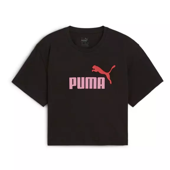 Puma Girls Logo Cropped Tee "Black"
