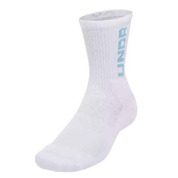 UA Unisexe 3-Maker 3-Pack Mid-Crew Socks "White-Ether Blue"
